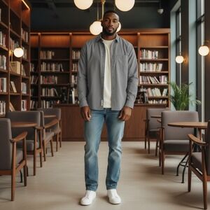 GAP Cotton Long Sleeve Button Down Shirt Grey L Business Casual Everyday Preppy